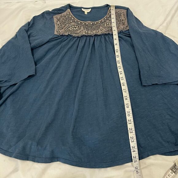 Deletta by Anthropology embellished beaded bell sleeves blue tunic size … - Picture 4 of 12